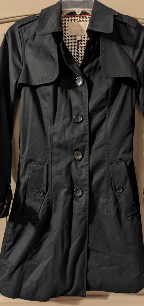 Banana Republic Black Jacket Trench Coat Petite XS
